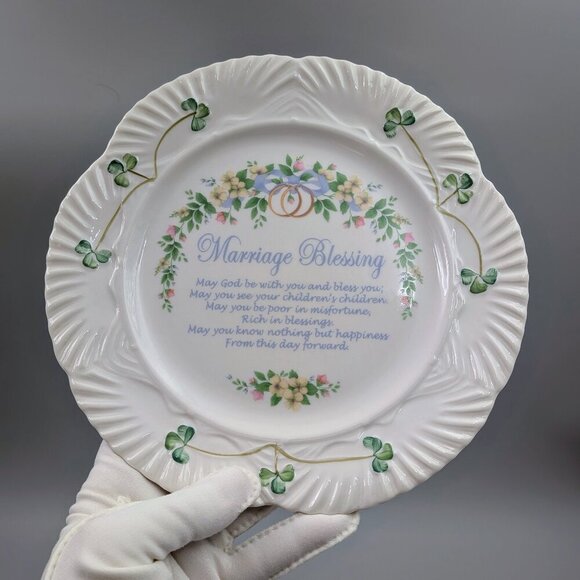 Belleek Classic Marriage Blessing Plate – Fine Irish Parian China - Picture 5 of 5